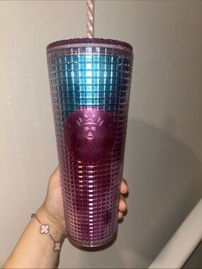 Starbucks 2021 iridescent mermaid grid tumbler cold cup NWOT